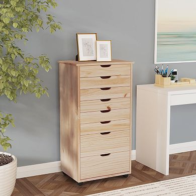 Linon Cary 8-Drawer Rolling Storage Cart