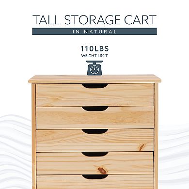 Linon Cary 8-Drawer Rolling Storage Cart