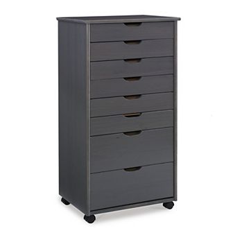 Linon Cary 8-Drawer Rolling Storage Cart