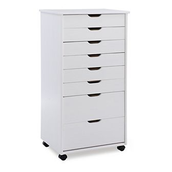 Linon Cary 8-Drawer Rolling Storage Cart