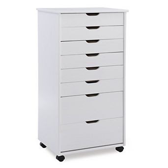 Linon Cary 8-Drawer Rolling Storage Cart