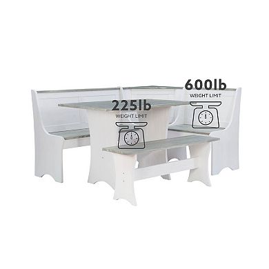 Linon Parkside Antique Nook Dining Table 3-Piece Set