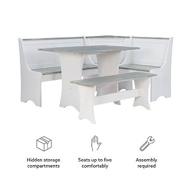 Linon Parkside Antique Nook Dining Table 3-Piece Set