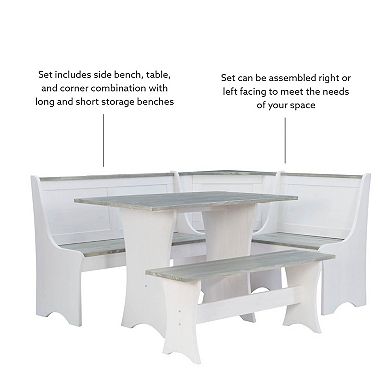 Linon Parkside Antique Nook Dining Table 3-Piece Set
