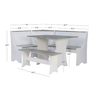 Linon Parkside Antique Nook Dining Table 3-Piece Set