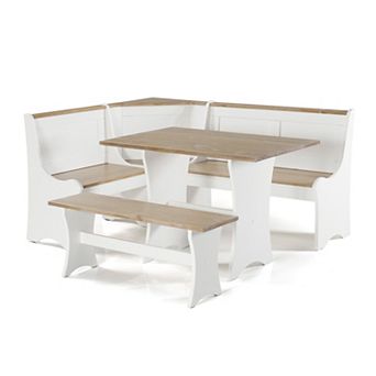 Linon Parkside Antique Nook Dining Table 3 pc Set