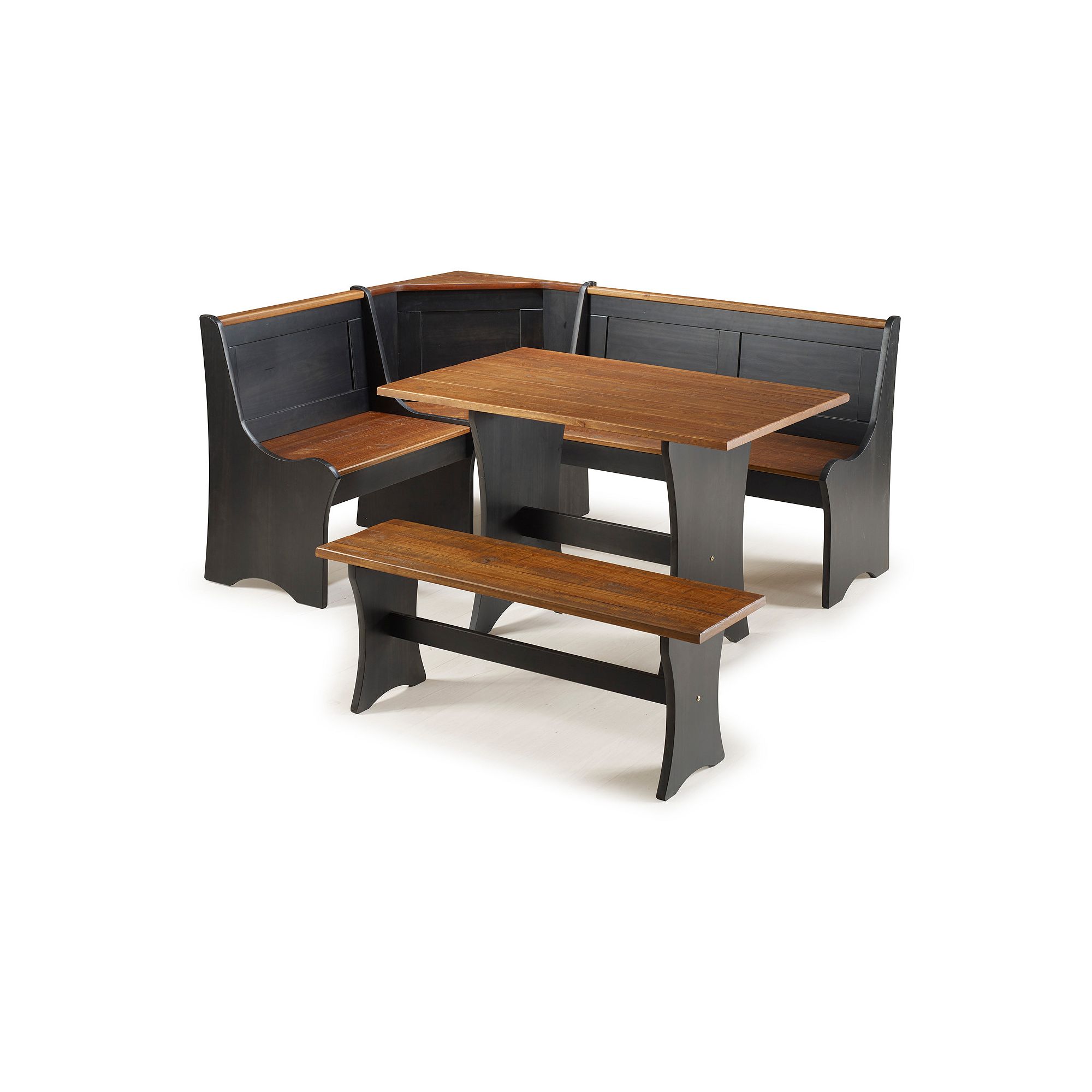 Linon Parkside Antique Nook Dining Table 3-Piece Set, Black