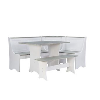 Linon Parkside Antique Nook Dining Table 3 pc Set