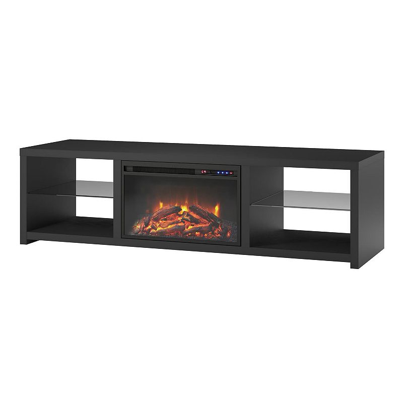 Ameriwood Home Harrison TV Stand with Fireplace, Black