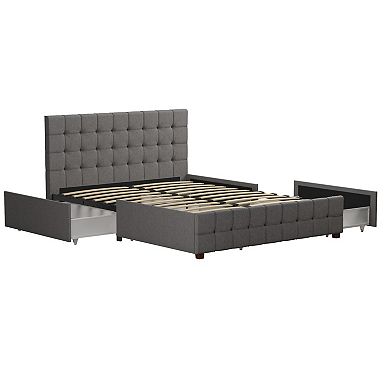 CosmoLiving Elizabeth Tufted 4-Drawer Bed