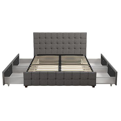 CosmoLiving Elizabeth Tufted 4-Drawer Bed