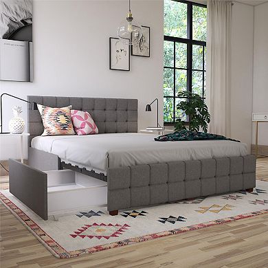 CosmoLiving Elizabeth Tufted 4-Drawer Bed