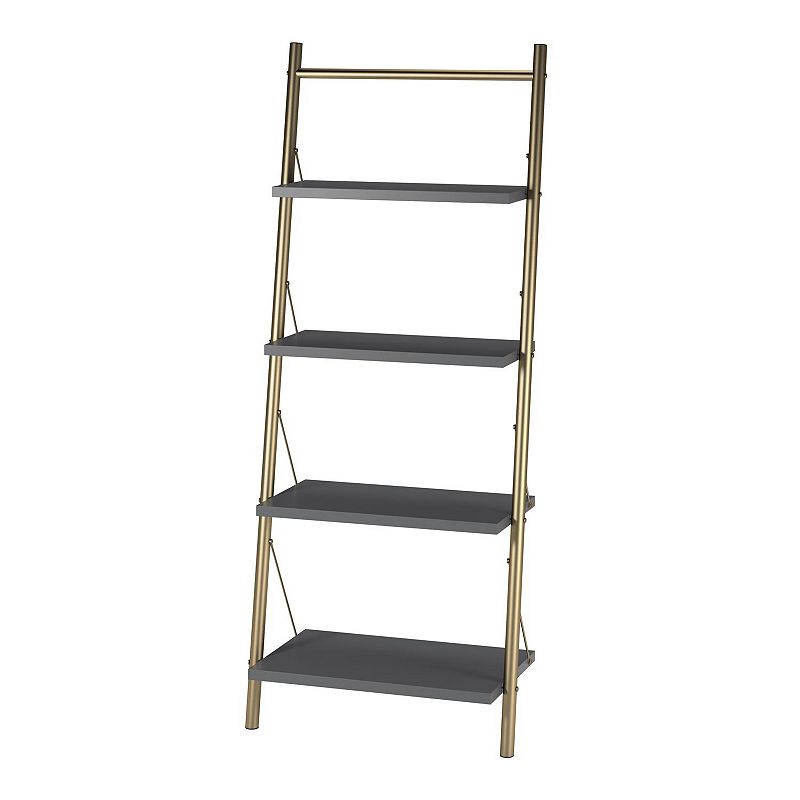 CosmoLiving Nova 4-Shelf Ladder Bookcase, Grey
