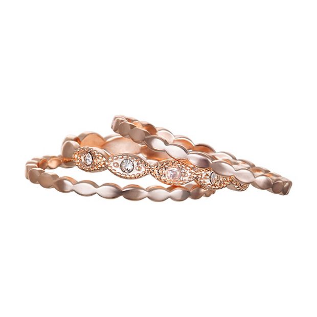 LC Lauren Conrad Rose Gold Tone Scalloped Stacking Ring Set