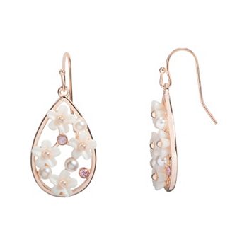 LC Lauren Conrad Floral Frame Teardrop Nickel Free Drop Earrings