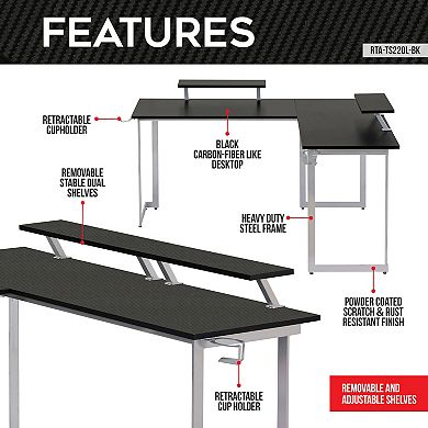 Techni Sport Warrior L-Shaped Gaming Desk