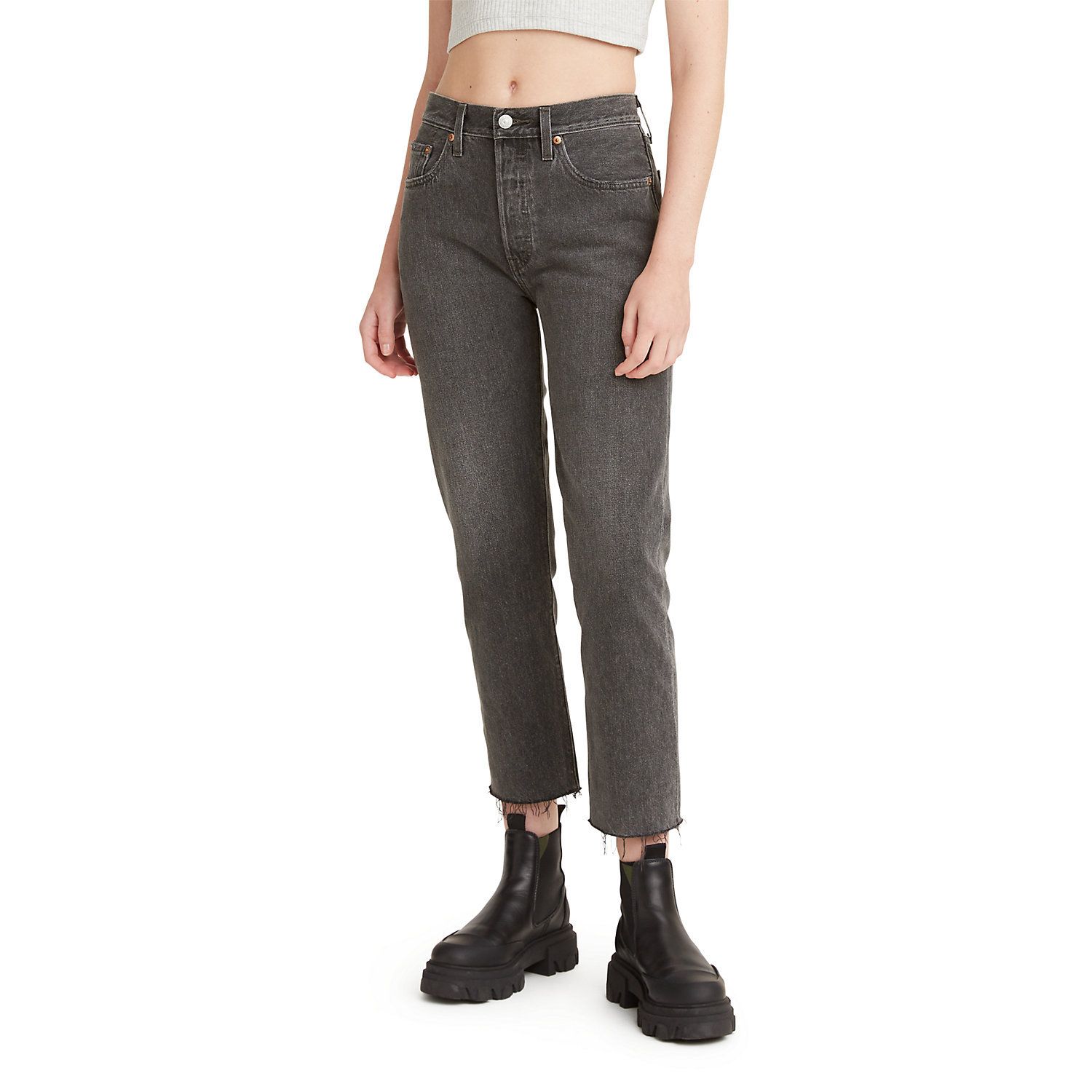 levi's 501 cropped high rise straight leg