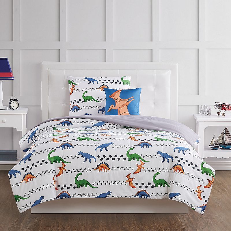 My World Kids Dino Tracks Comforter Set, Multicolor, Full