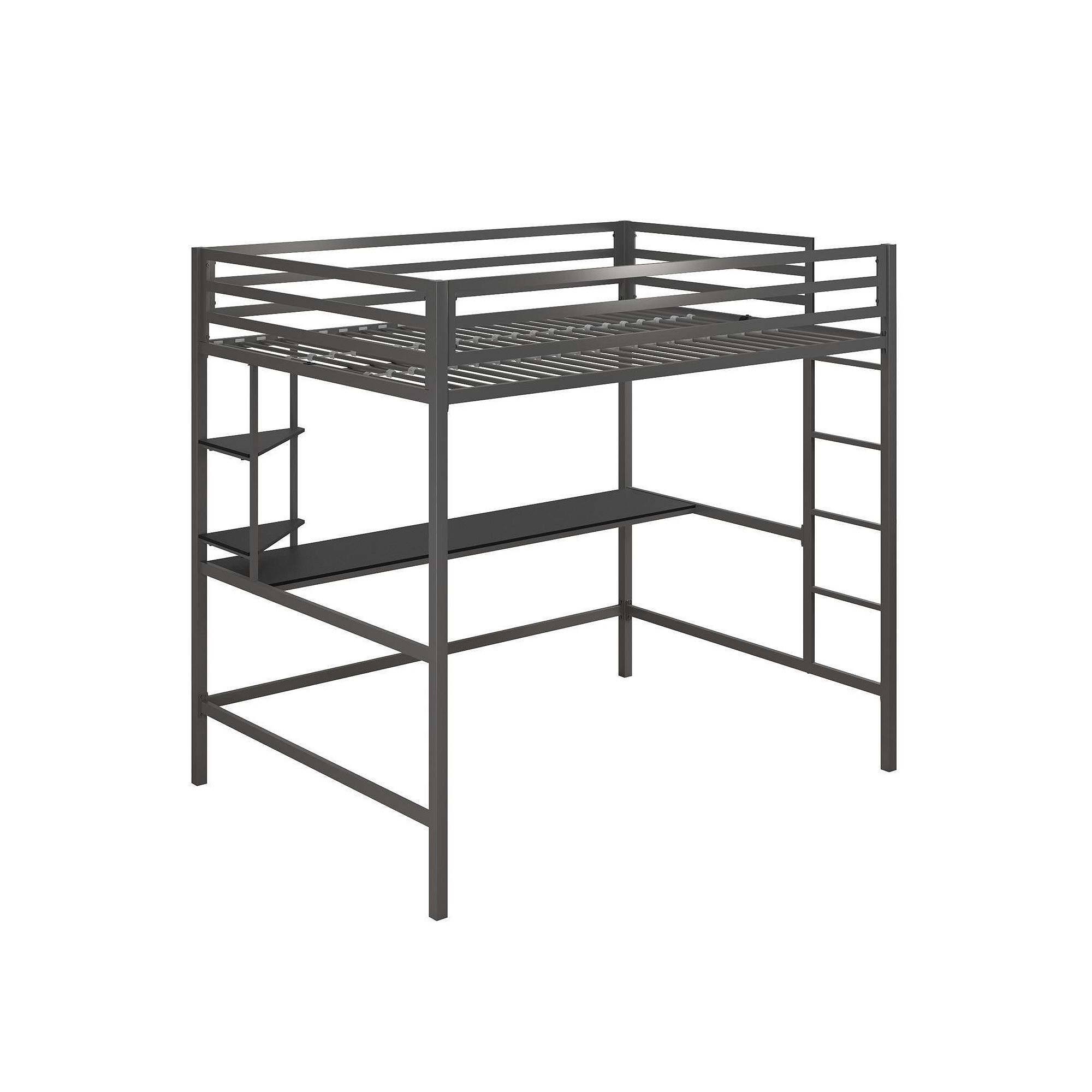 Novogratz Maxwell Loft Bed & Desk, Gray