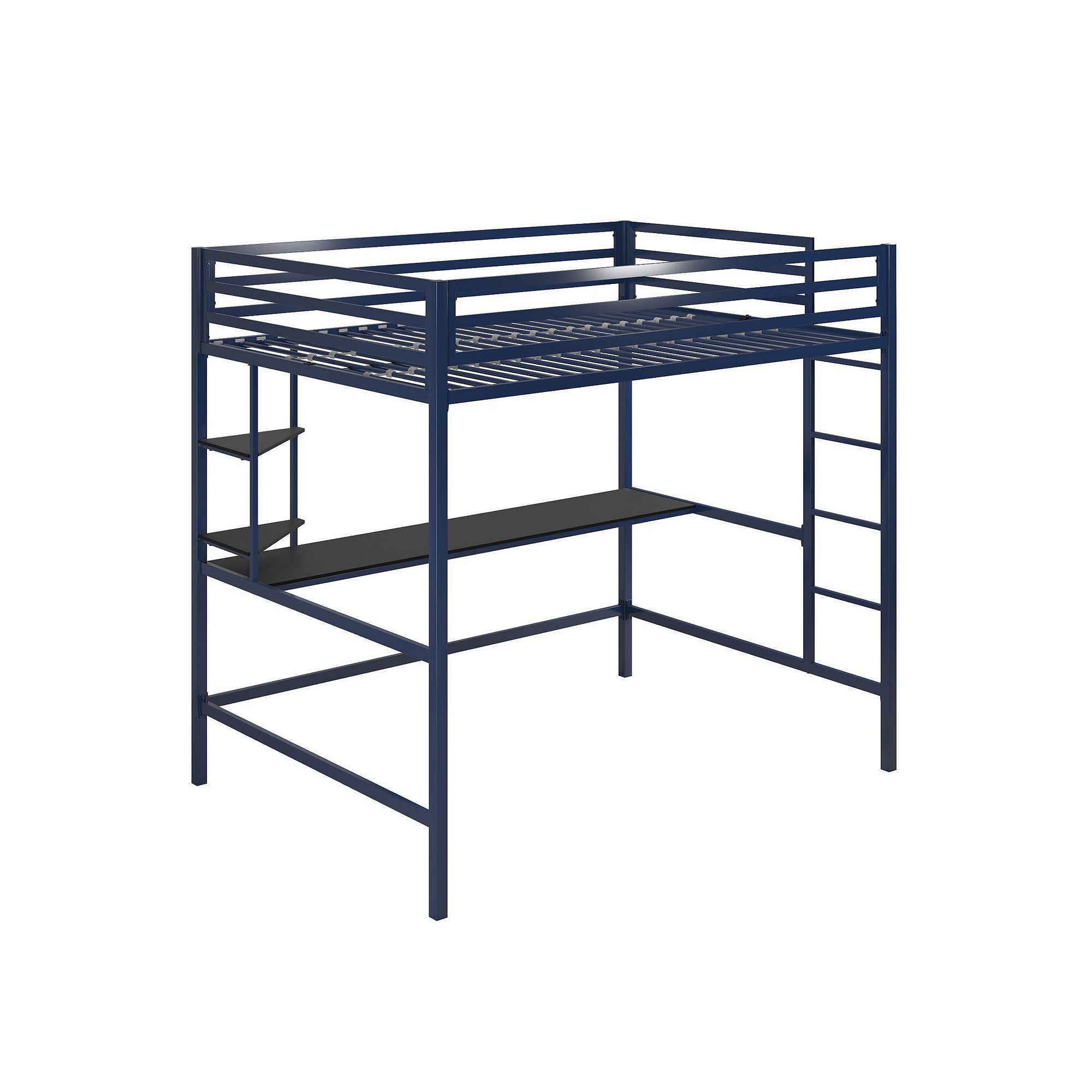 Novogratz Maxwell Loft Bed & Desk, Navy Black