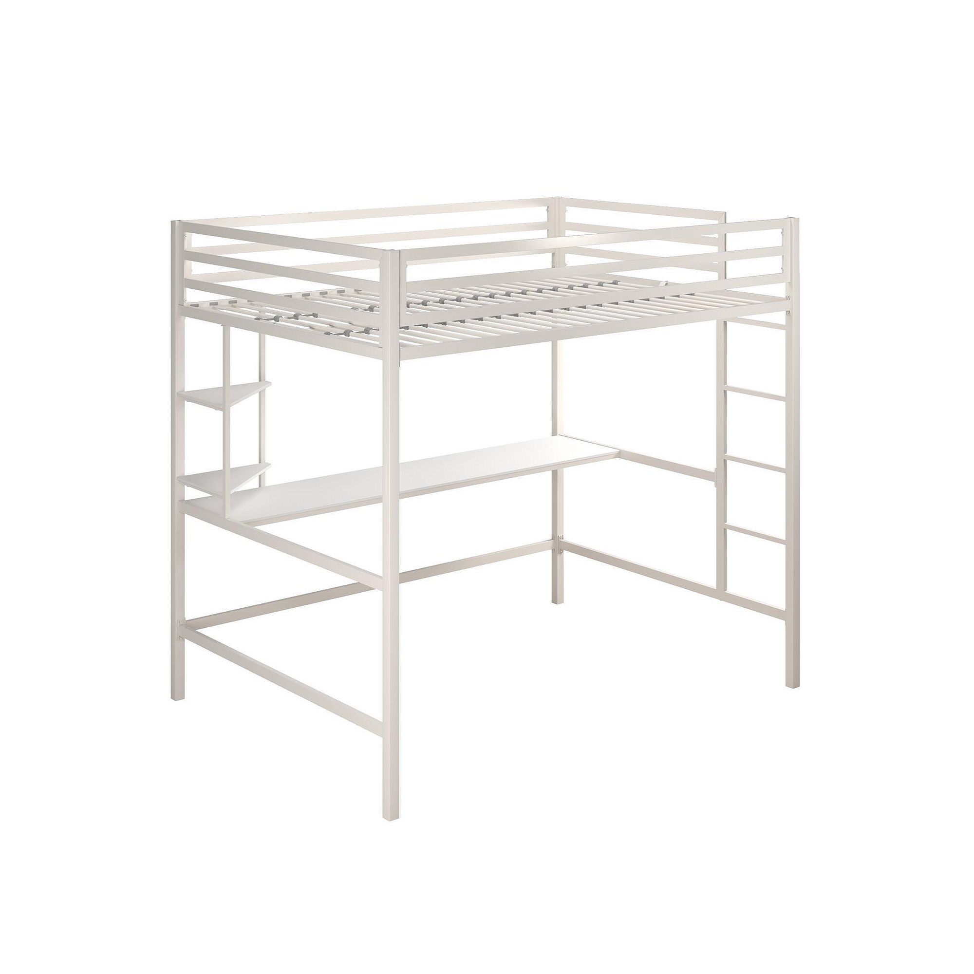 Novogratz Maxwell Loft Bed & Desk, White