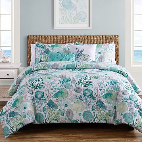 Vcny Home Reversible Seashell Duvet Cover Set