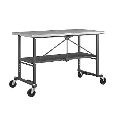 Cosco Smart Fold Stainless Steel Commercial-Grade Portable Folding Workbench