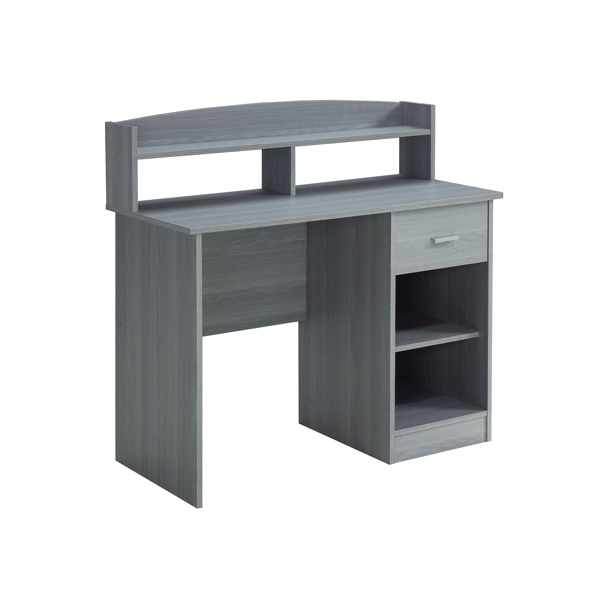 Techni Mobili Modern Office Desk with Hutch, Grey