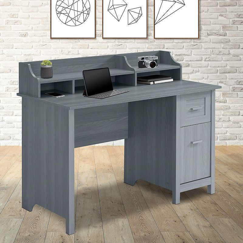 Techni Mobili Classic Storage Office Desk, Grey