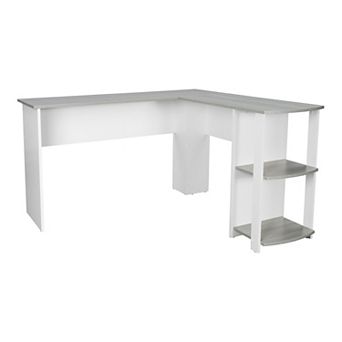 Techni Mobili Modern L-Shaped Desk with Side Shelves