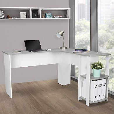 Techni Mobili Modern L-Shaped Desk with Side Shelves