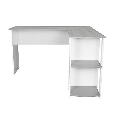 Techni Mobili Modern L-Shaped Desk with Side Shelves