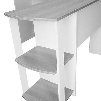 Techni Mobili Modern L-Shaped Desk with Side Shelves