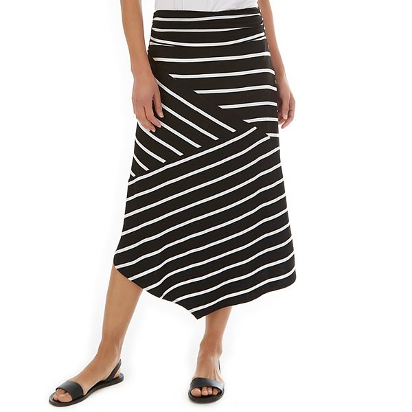 Women's Apt. 9® Striped Asymmetrical-Hem Skirt