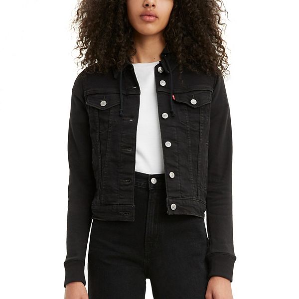 Black denim hot sale jacket levis womens