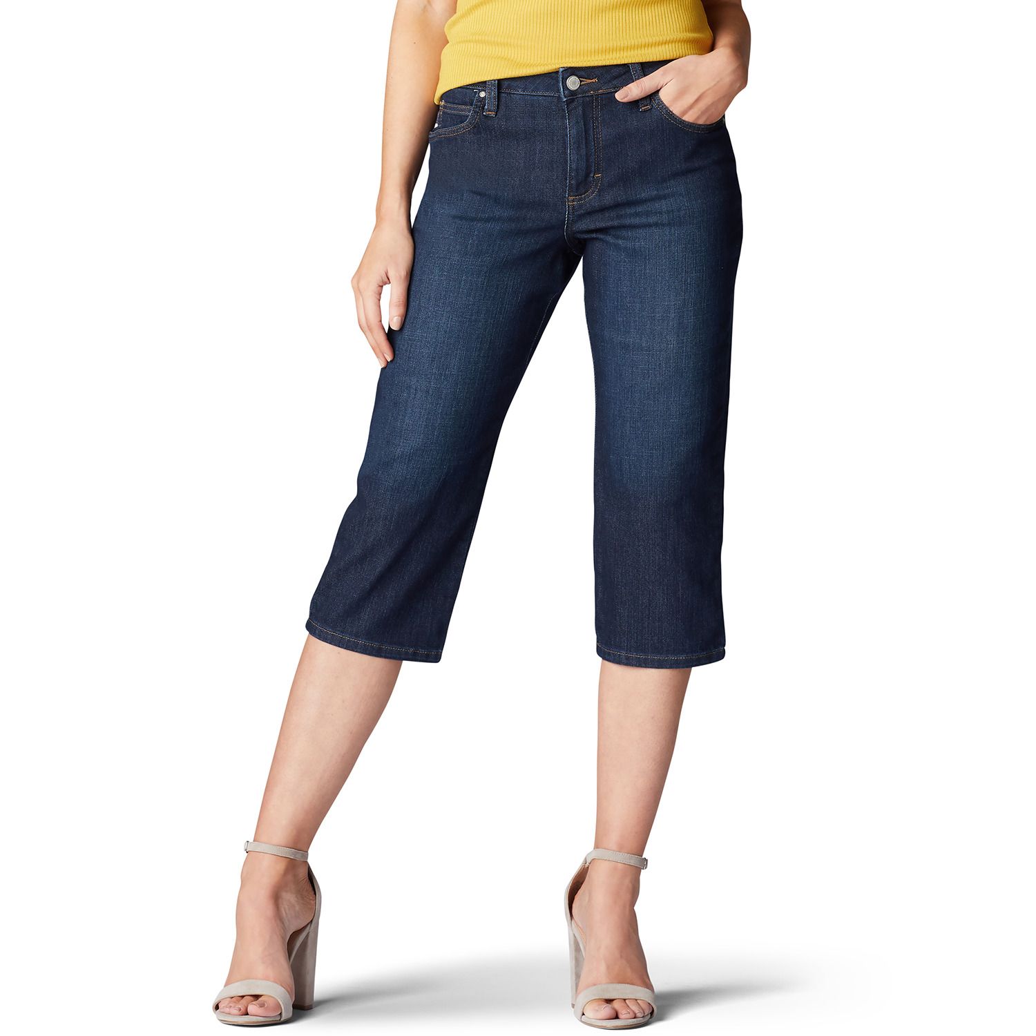 women's lee relaxed fit denim capris