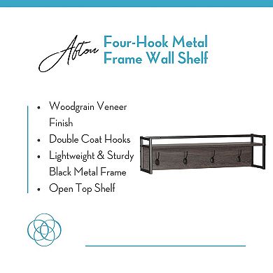 RiverRidge Home Afton 4-Hook Wall Shelf