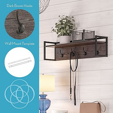 RiverRidge Home Afton 4-Hook Wall Shelf