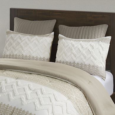 INK+IVY Mila 3-Piece Cotton Printed Comforter Set with Chenille Tufting
