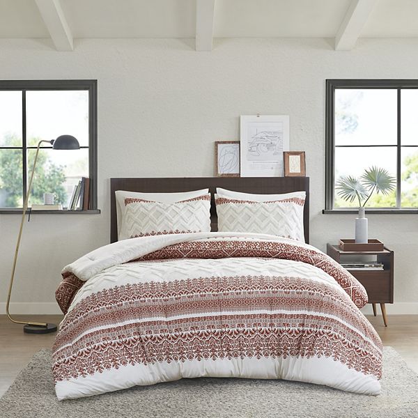 3pc King/California King Mila Cotton Comforter Set with Chenille Tufting Auburn - Ink+Ivy: Hypoallergenic, Farmhouse Style, OEKO-TEX Certified