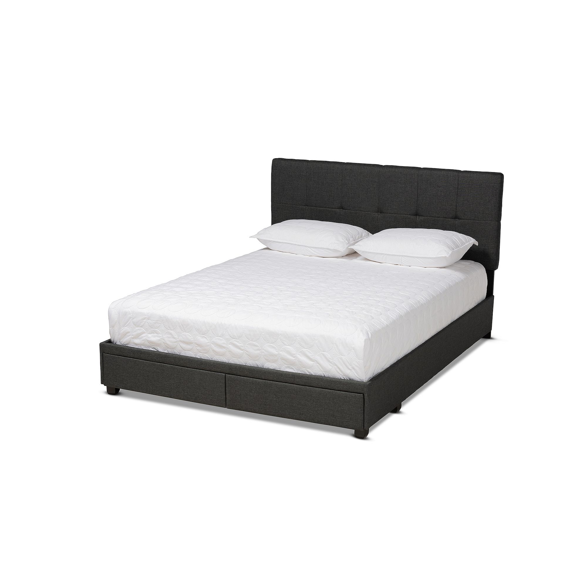 Baxton Studio Netti Tufted Storage Bed, Dark Gray