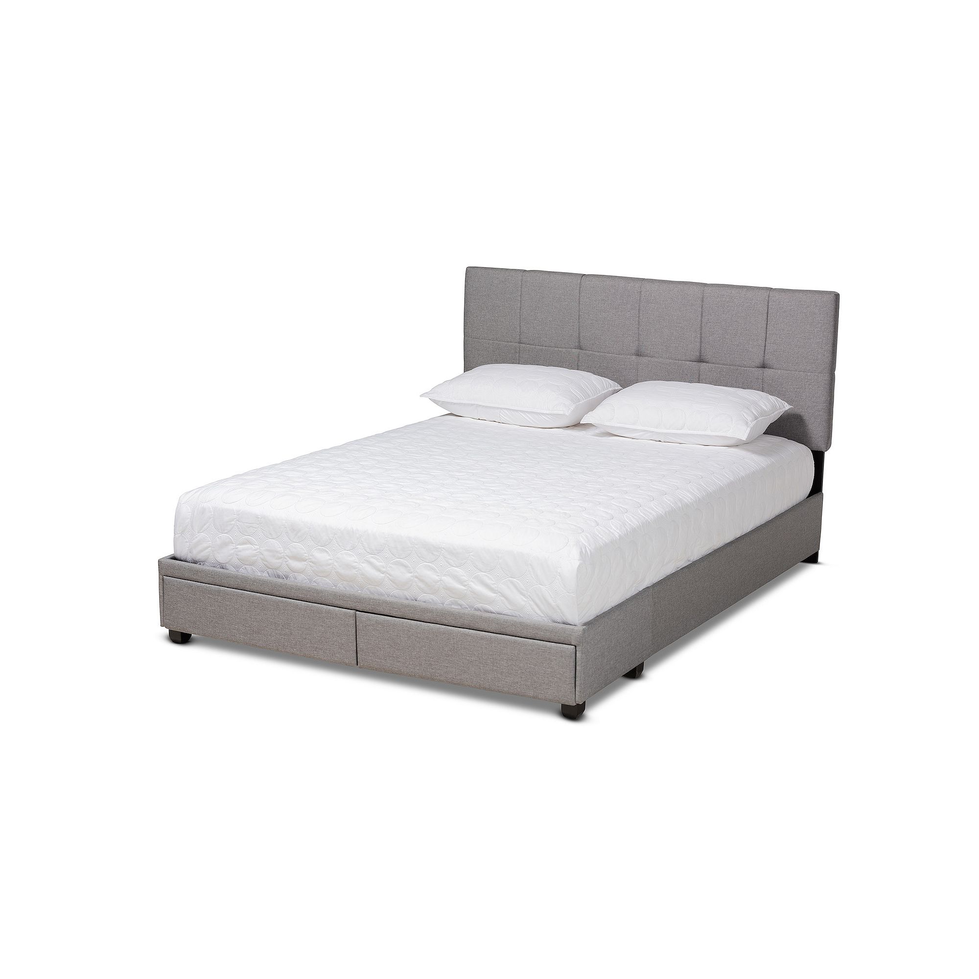 Baxton Studio Netti Tufted Storage Bed, Light Gray