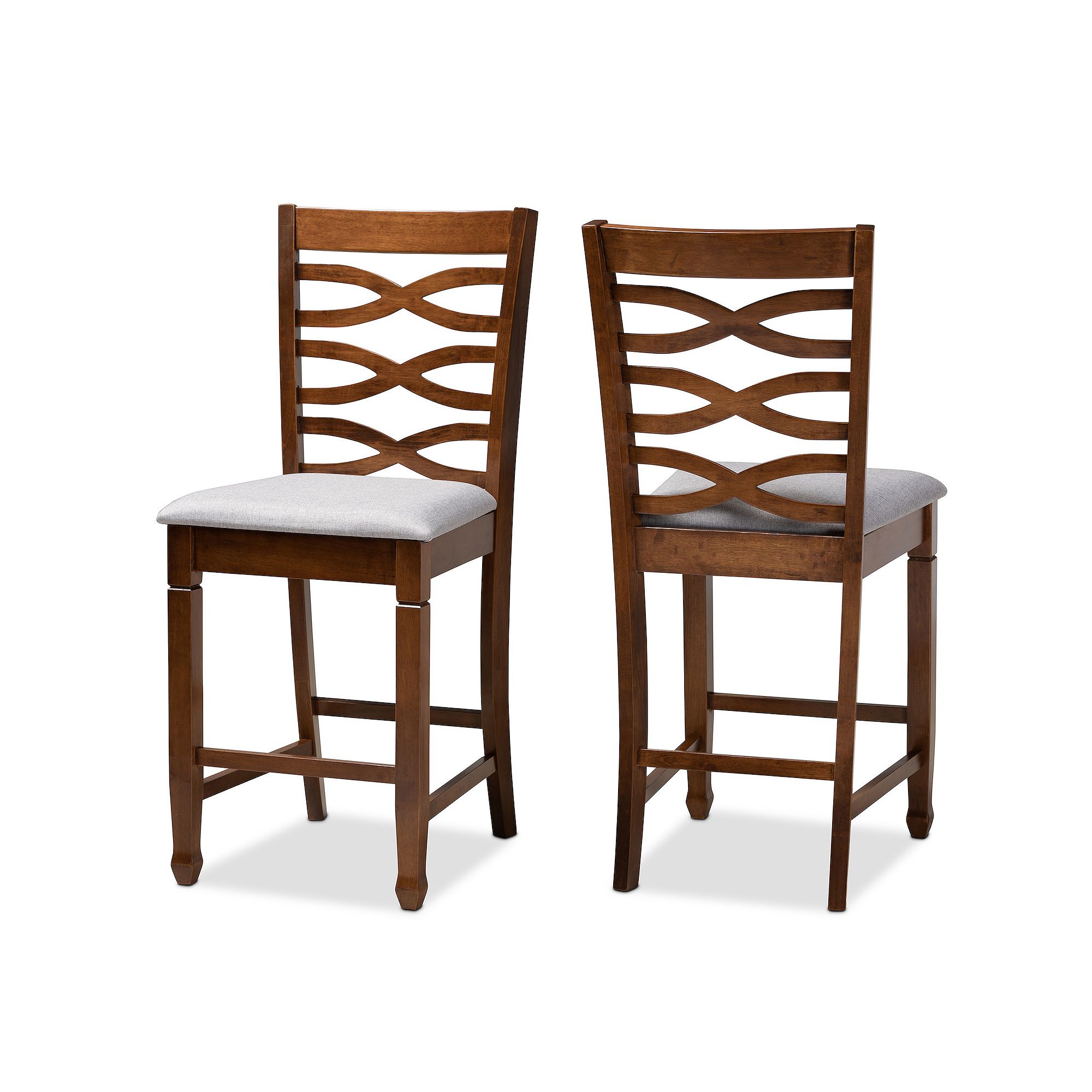 Baxton Studio Lanier Counter Stool 2-Piece Set, Grey