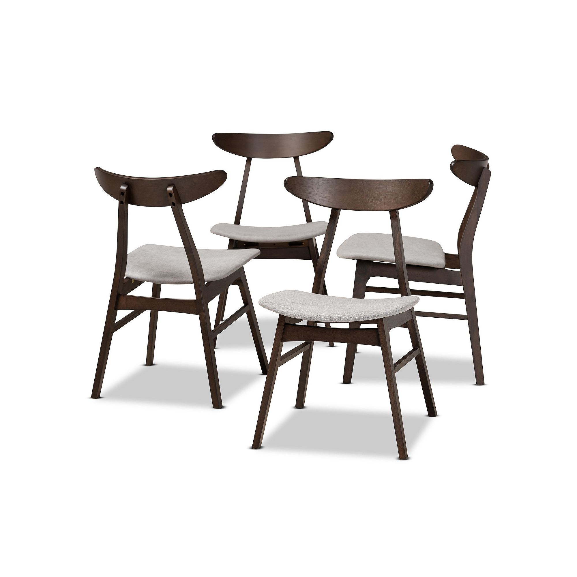 Baxton Studio Britte Dining Chair 4-Piece Set, Light Gray Dark Brown
