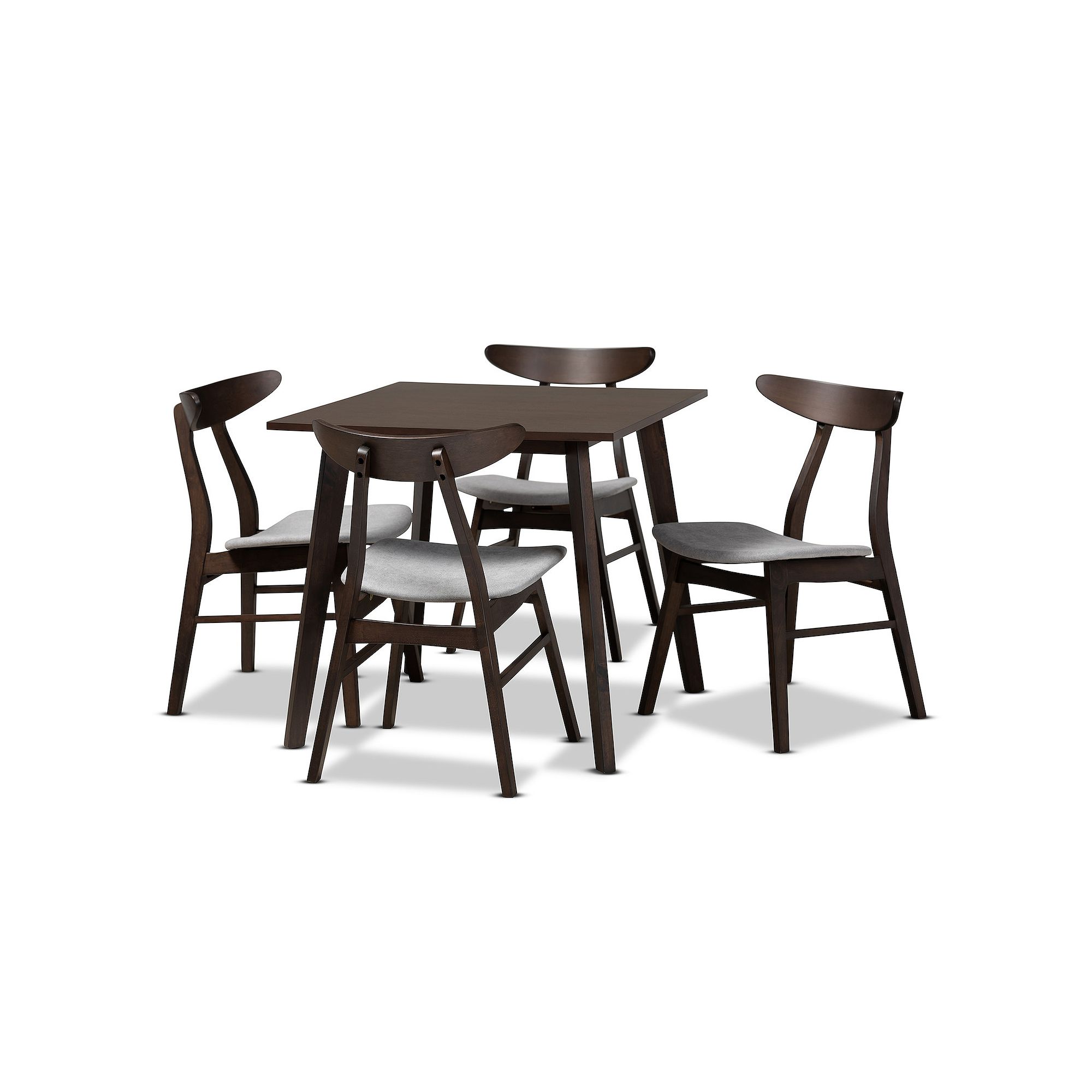 Baxton Studio Britte Dining Table & Chair 5-Piece Set, Light Gray Dark Brow