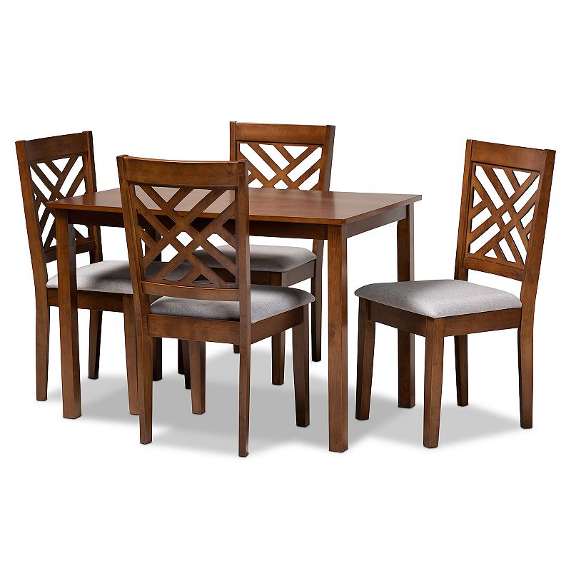 Baxton Studio Caron Dining Table & Chair 5-Piece Set, Grey