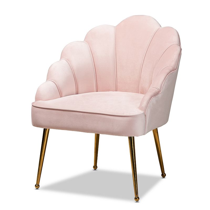 Baxton Studio Cinzia Scalloped Accent Chair, Pink
