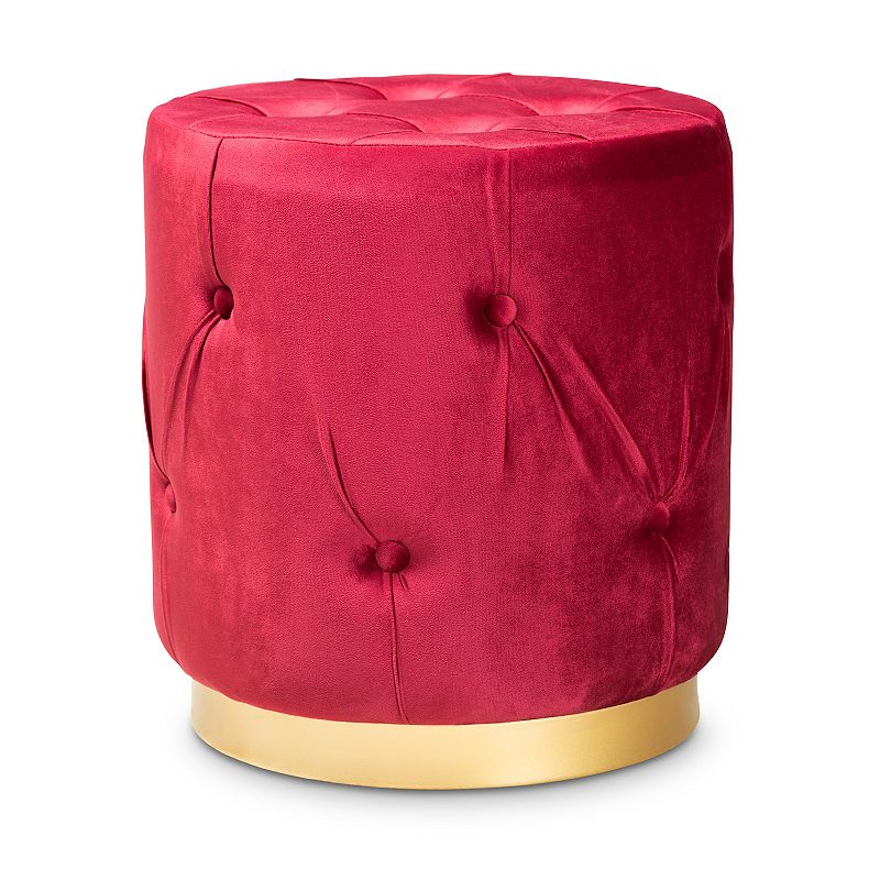 Baxton Studio Gaia Tufted Ottoman, Red