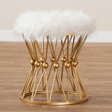 Baxton Studio Leonie Faux Fur Ottoman