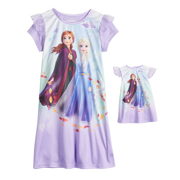 Disney Frozen Elsa and Anna Girls Pink Flutter Sleeve Nightgown Size 7/8